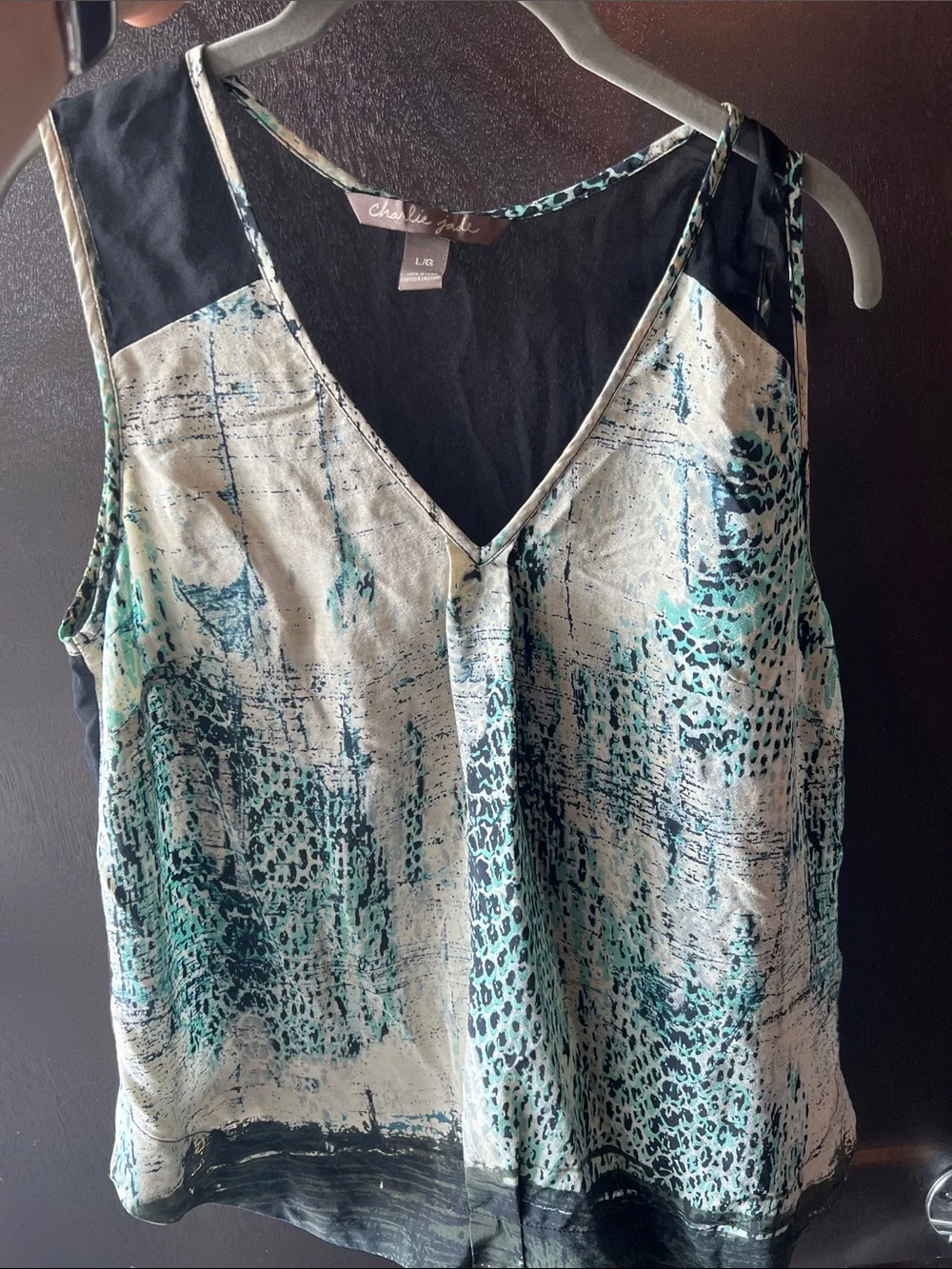 Charlie jade silk snakeskin print sheer back top - Picture 1 of 6